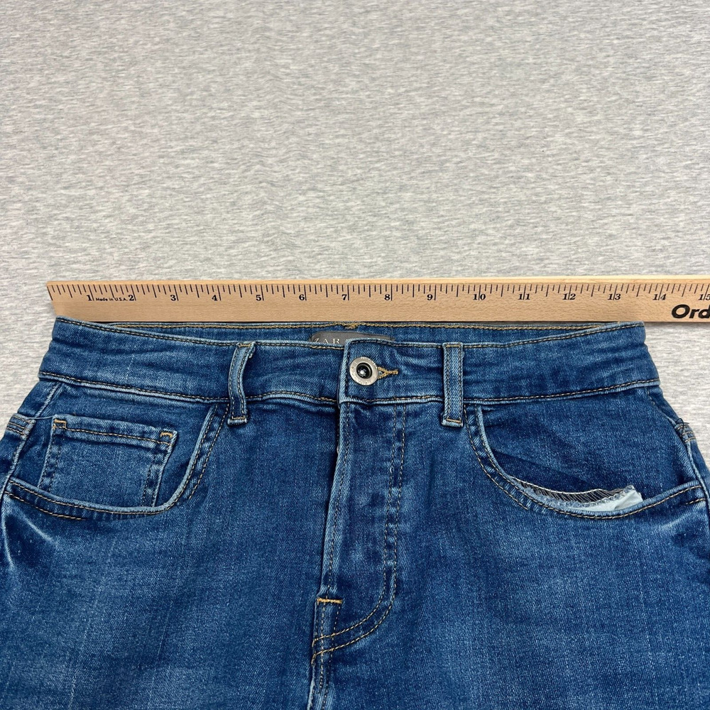 Zara Man Mens Jeans 30 Blue Faded Distressed Skinny Denim Stretch Crop Frayed - Picture 11 of 13
